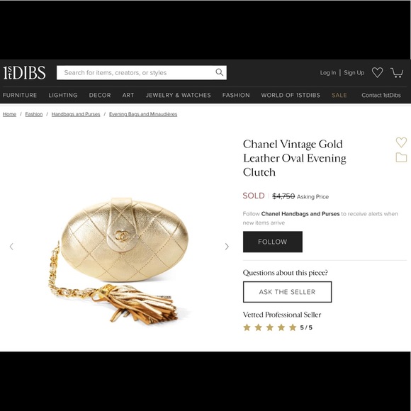 Auth Chanel Vintage Gold Leather Evening Clutch - Picture 2 of 16